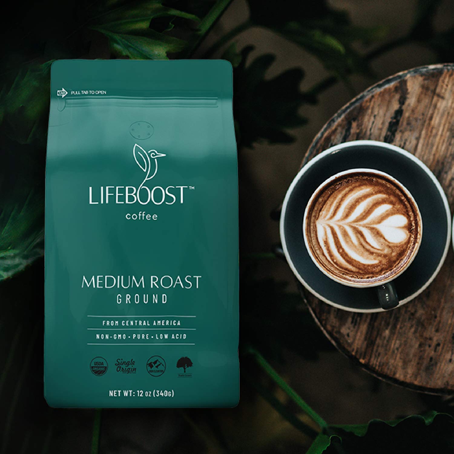 Lifeboost Coffee Ground Medium Roast Coffee - Low Acid Single Origin USDA Organic Coffee - Non-GMO Ground Coffee Third Party Tested For Mycotoxins