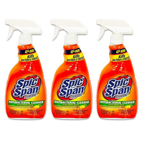 Spic & Span Cleaner 3 Pack - Bundle with 3 All Purpose Cleaner 22 Oz Bottles for Everyday Cleaning (Citrus Cleaner Degreaser)