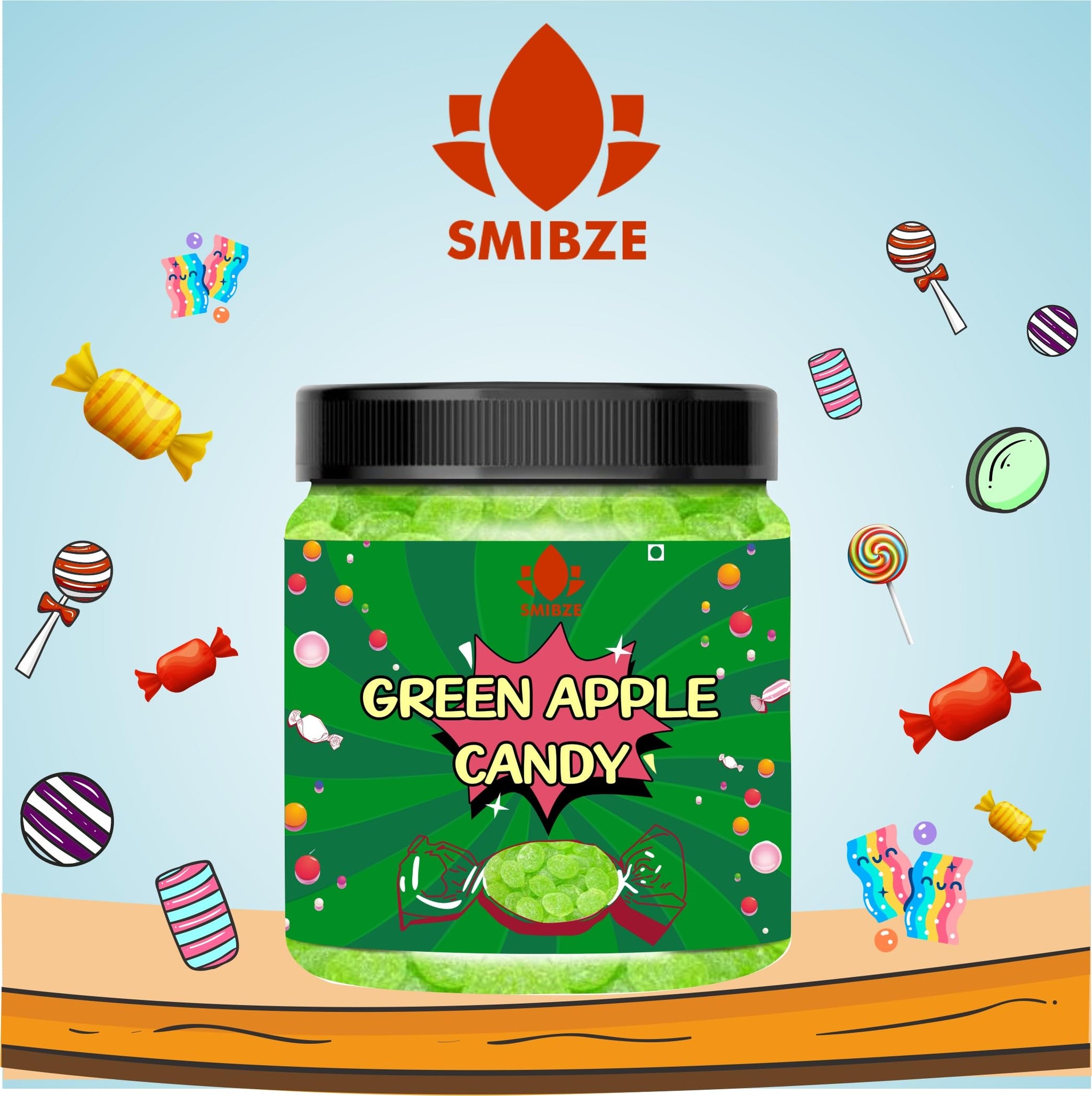 SMIBZE Natural Green Apple Candy 100 GM (Pack of 1) SMIBZE