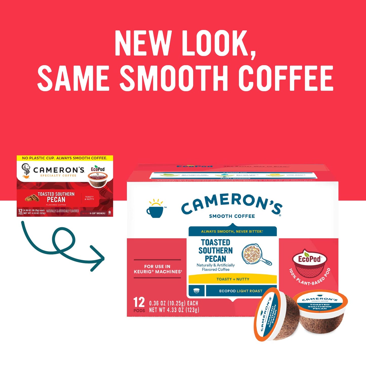 Cameron's Coffee Single Serve Pods, Flavored, Toasted Southern Pecan, 12 Count (Pack of 1)
