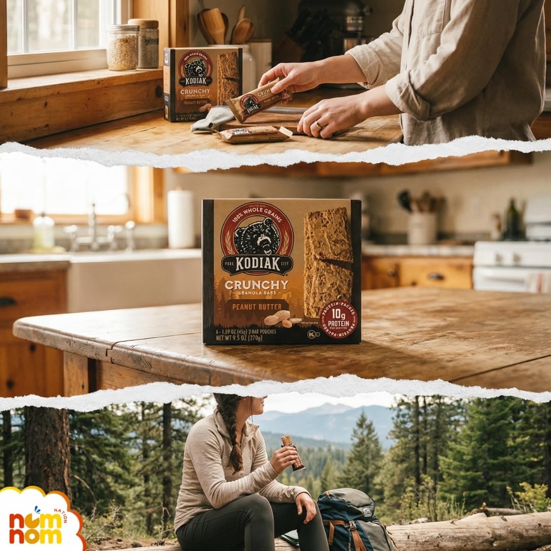 Kodiak Peanut Butter Granola (Pack of 4, 9.5 oz) - Protein Snack Bars - Chocolate Chip Breakfast Bites - Portable Snack Pack with a Random Item - 5