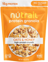 NuTrail 15g Protein Granola Cereal, Honey and Oats, No Sugar Added, Gluten Free, Made with Whey, 8 oz. 1 Count