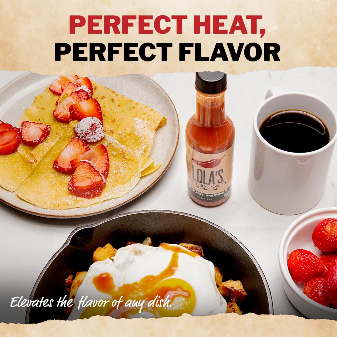 Lola’s Fine Hot Sauce - Ghost Pepper | All-Natural, Gluten-Free, Keto | Created With Jolokia “Ghost Peppers” | Perfect for Eggs, Nachos, and Brats | 6