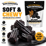 Townesend’s Treats Soft & Chewy Black Licorice Candy Bites (1 Pack) - Australian Style Thick Gourmet Licorice - Rich Bold Flavor, Pillowy Texture