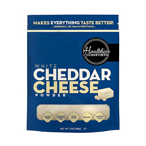 Healthier Comforts White Cheddar Cheese Powder | Gluten Free, Kosher, Keto-Friendly, Non-GMO, Antibiotic & Hormone Free | Perfect for Popcorn
