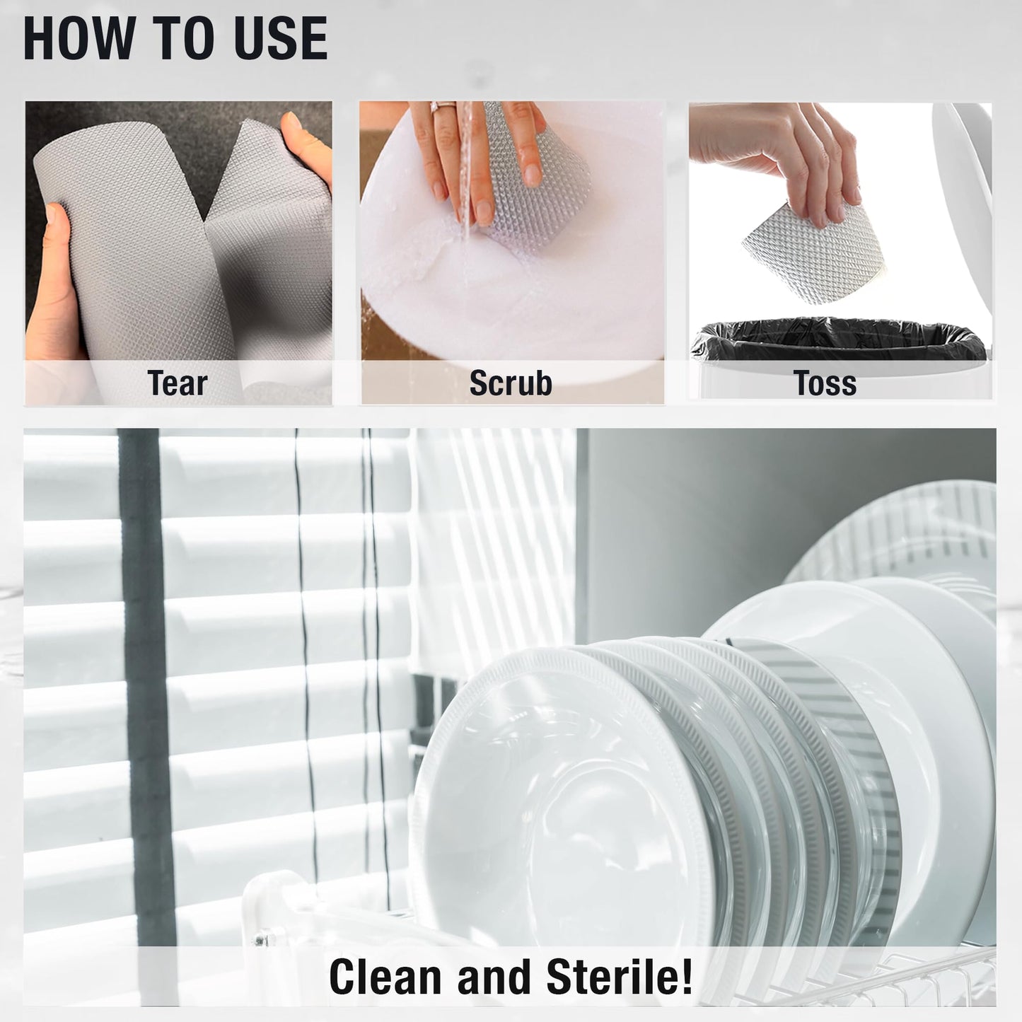 Jumuk Supplies Daily Dish Scrubber Sheet Non-Scratch Household Disposable Cleaning Sponges | Recyclable, Eco-Friendly & Perfect for Kitchen, Home