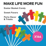 Mini Cross Shaped SFun Express Cross Shaped Lollipops Scripture Candy - 144 Individually Wrapped Religious Suckers for Easter, Church Events & Sunday