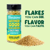 Benissimo Salt Free All Purpose Seasoning, Flake & Granule Blend for Meats, Poultry, Seafood, Vegetables, Potatoes & Everyday Cooking with Pet Shaker