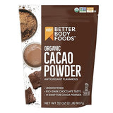BetterBody Foods Organic Cacao Powder, Unsweetened, Rich Chocolate Flavor, Non-GMO, Gluten-Free, 32 Ounce, 2 lb bag