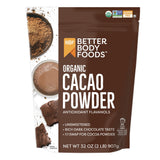 BetterBody Foods Organic Cacao Powder, Unsweetened, Rich Chocolate Flavor, Non-GMO, Gluten-Free, 32 Ounce, 2 lb bag