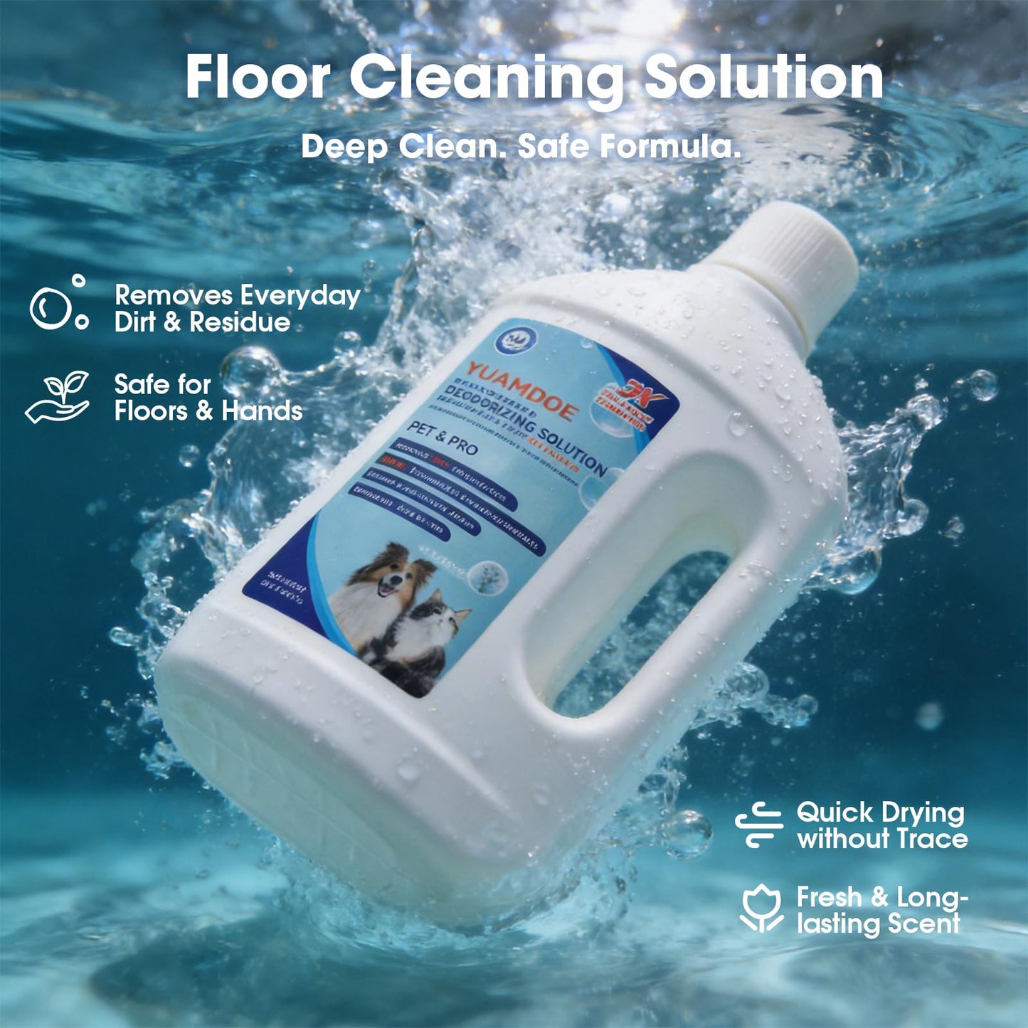 Yuamdoe Deep Cleaning&Deodorizing Solution, Compatible with ECOVACS, Tineco, roborock, DREAME, Eufy Floor Washers&Robotic Vacuum Cleaners, TÜV