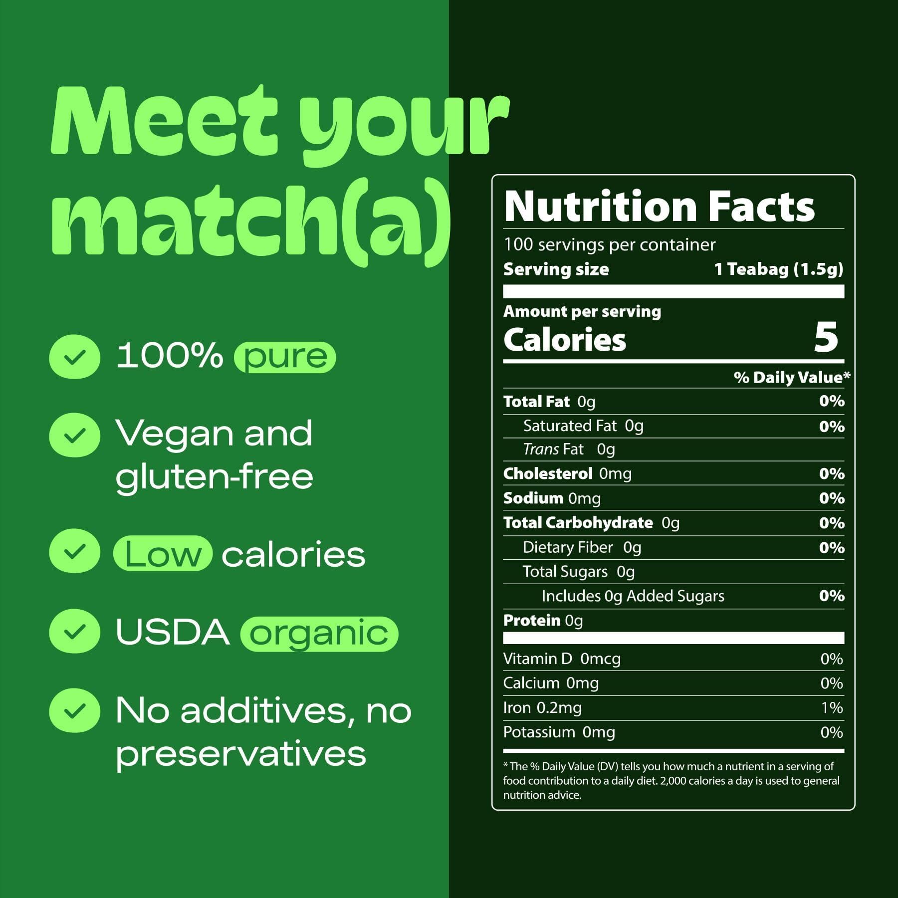 Matcha Teabags MatchaDNA Certified Organic Matcha Green Tea by MATCHA DNA - 100 Teabags