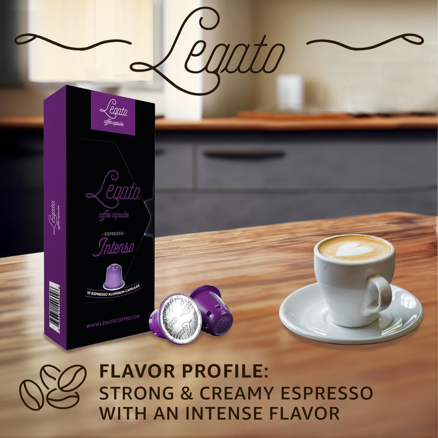 Legato Espresso Capsules - 10/100 count - Single-Serve Coffee Pods - Compatible with Nespresso OriginalLine Machine - Cafe-style Coffee at Home (10