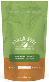 100% Kona Coffee - Whole Bean, Medium roast, Single estate gourmet coffee, 16 ounces, Farm fresh roasted from Domain Kona Coffee