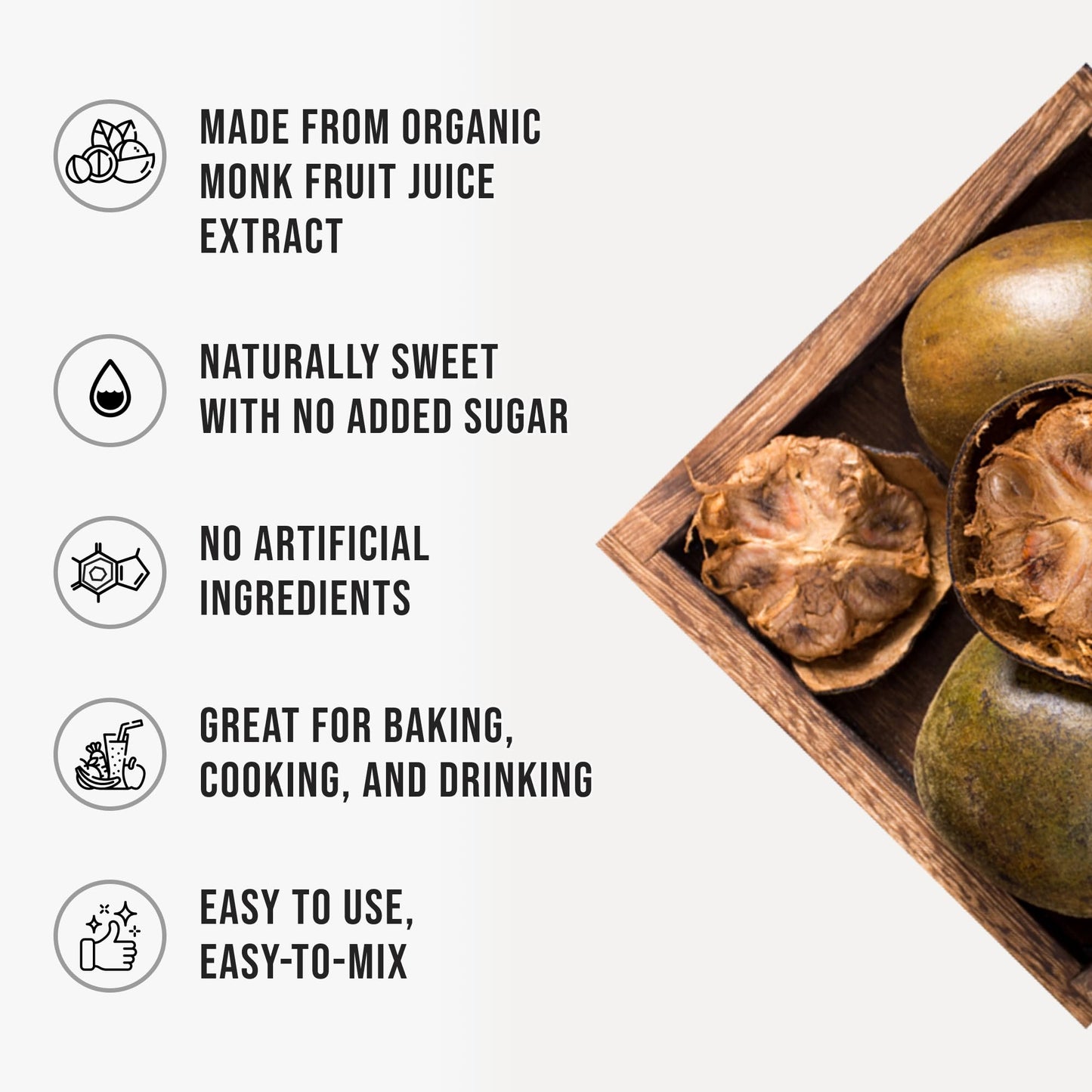 Organic Monk Fruit Liquid Sweetener Drops, 100% Pure Extract, Zero Sugar & No Erythritol, Liquid Monk Fruit for Coffee, Tea, Drinks & Baking, 227