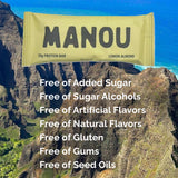 MANOU All Natural High Protein Bar, 20g Protein, 10g Prebiotic Fiber, No Added Sugar, Nothing Artificial (12 Count, Lemon Almond)