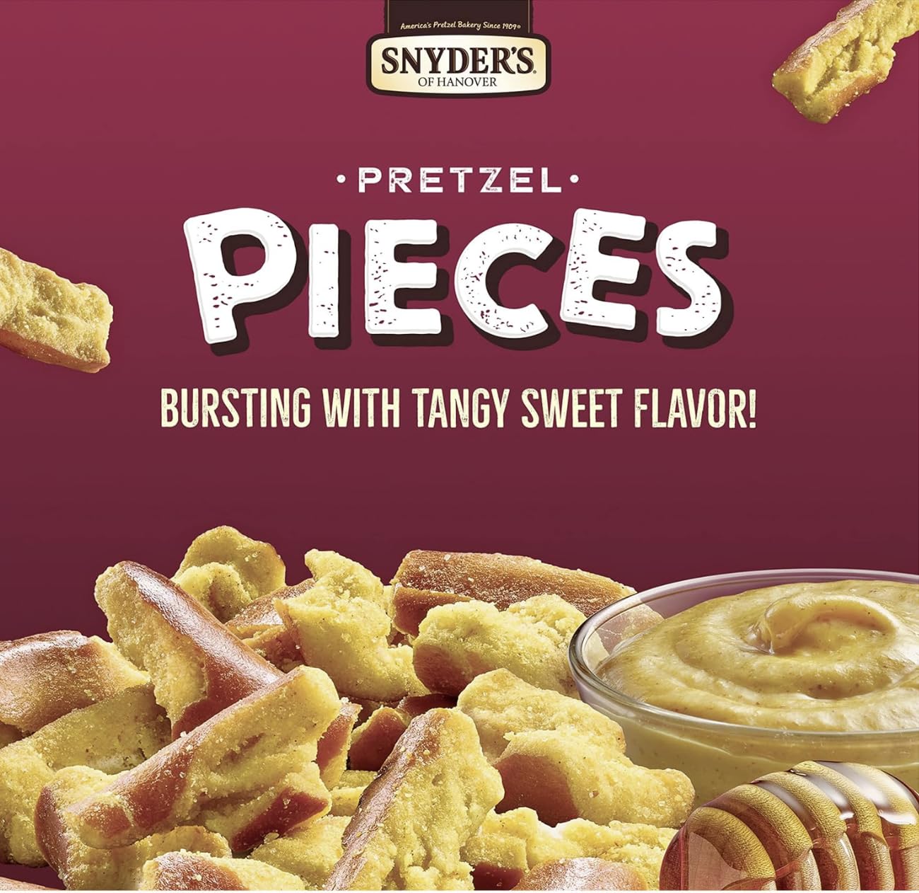 Snyder's of Hanover Pretzel Pieces, Honey Mustard Onion, 2.25 oz Pack of 12 bundled by SUPERDEALS with mystery gift in every order