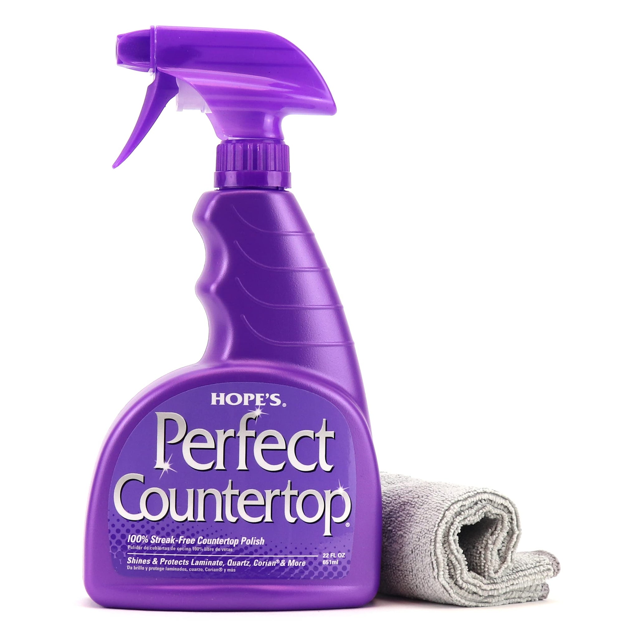 HOPE'S Perfect Countertop Cleaner and Polish - Streak-Free Multi Surface Cleaning Spray - Kitchen Spray for Granite, Quartz, Marble, Stone, Laminate