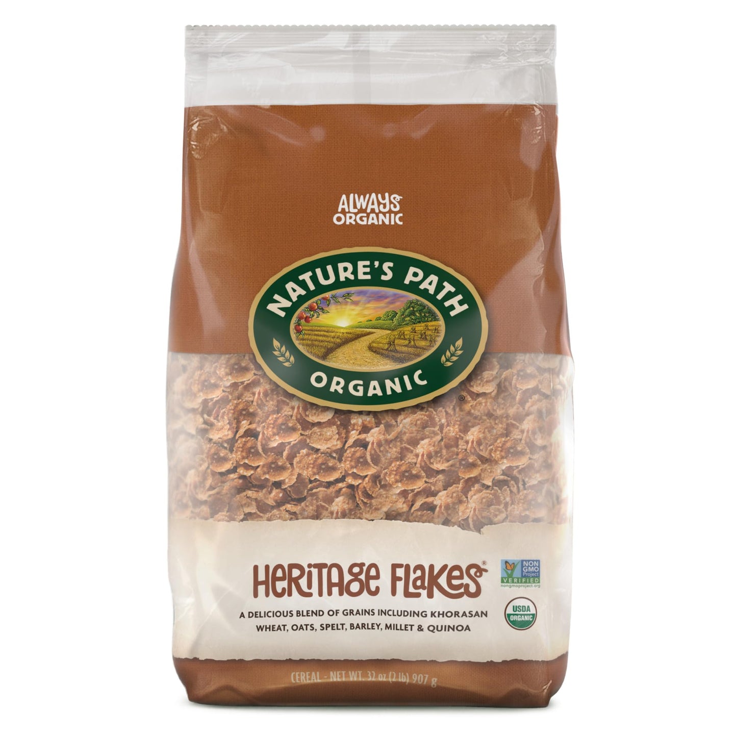 Nature's Path Organic Heritage Flakes Cereal, 32 oz Eco Pac Bags