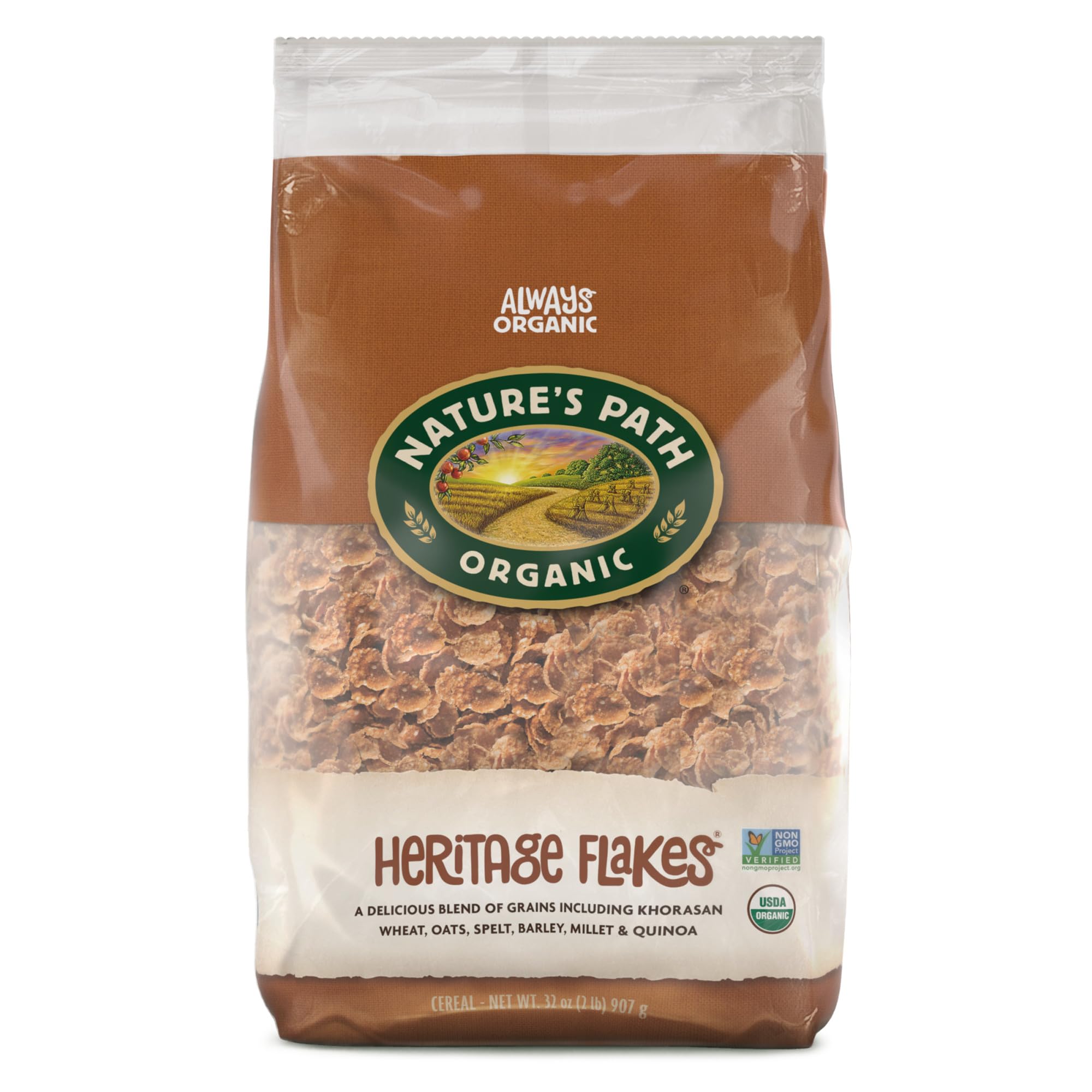 Nature's Path Organic Heritage Flakes Cereal, 32 oz Eco Pac Bags