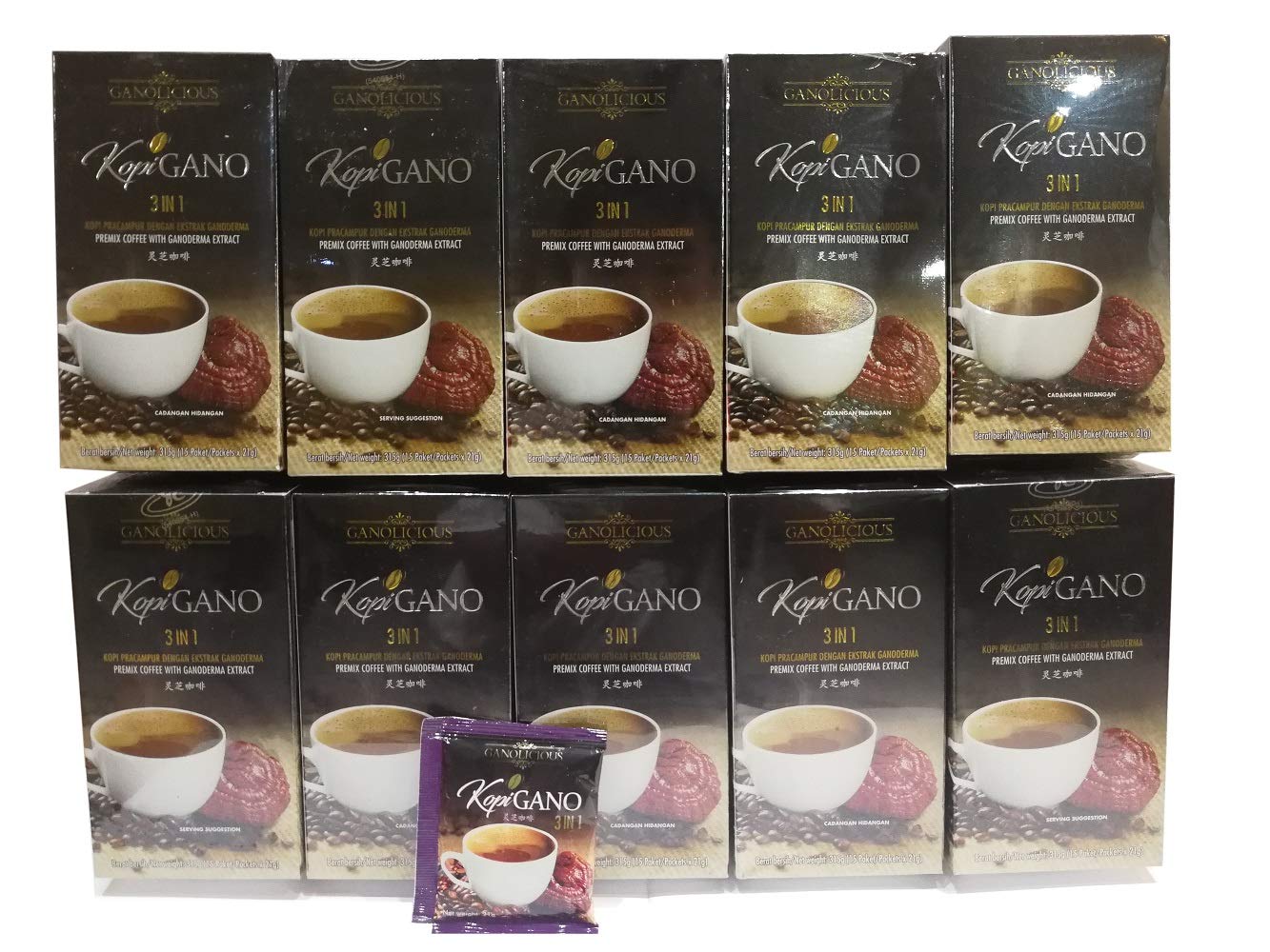 Gano Kopi 3 in 1 Coffee 10 Boxes 150 Sachets