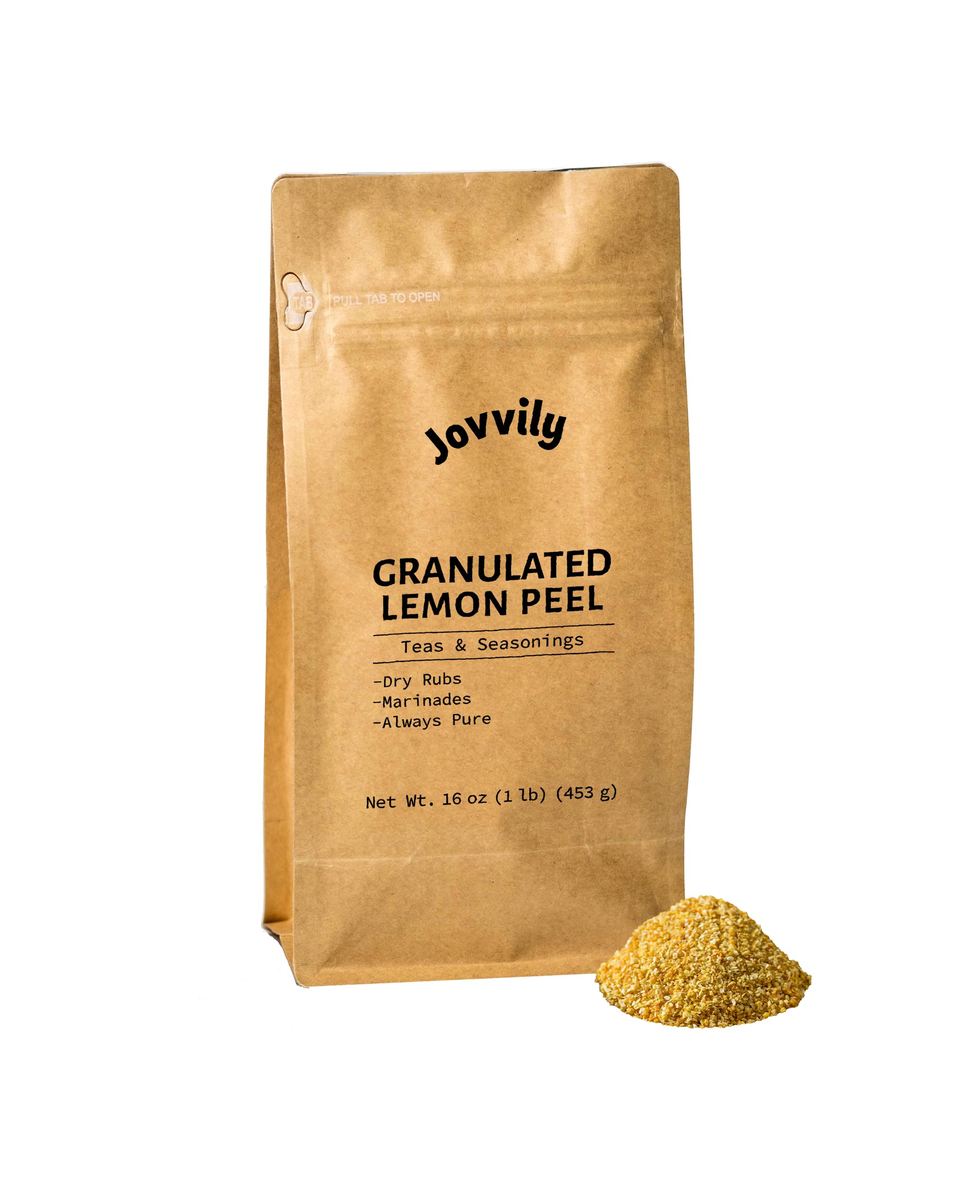 Jovvily Granulated Lemon Peel - 1 lb - Teas & Dry Rubs - Marinades - Seasoning