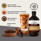 Christopher Bean Hand Crafted Vanilla Nut Butter Cookie Flavored Coffee - Unsweetened Cold Brew & Iced Instant Coffee Distillate Liquid Java - Butter