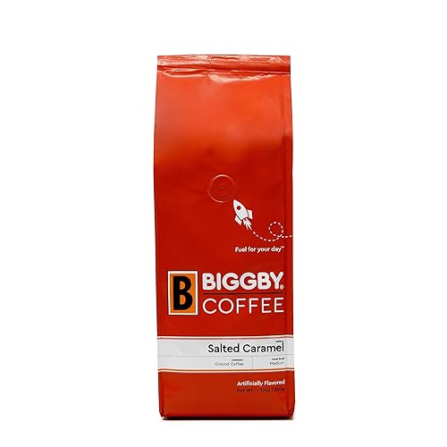 BIGGBY Salted Caramel Flavored Ground Coffee, 12 oz. Bag, Medium Roast