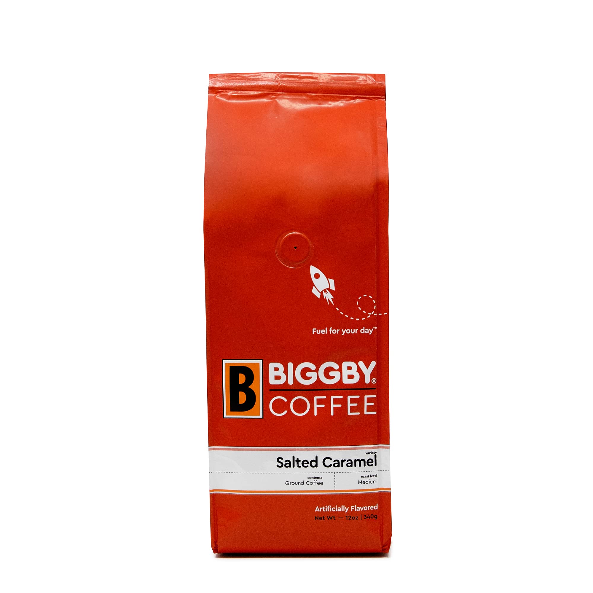 BIGGBY Salted Caramel Flavored Ground Coffee, 12 oz. Bag, Medium Roast