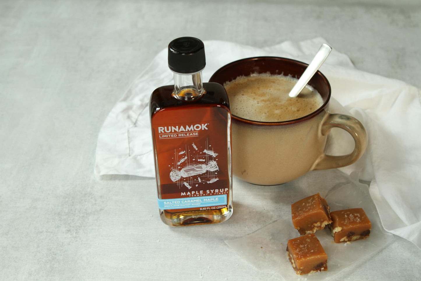 Runamok Maple Salted Caramel Maple Syrup - Authentic & Real Vermont Maple Syrup | Gluten Free & Natural Sweetener | Breakfast, Coffee, Pancakes Maple