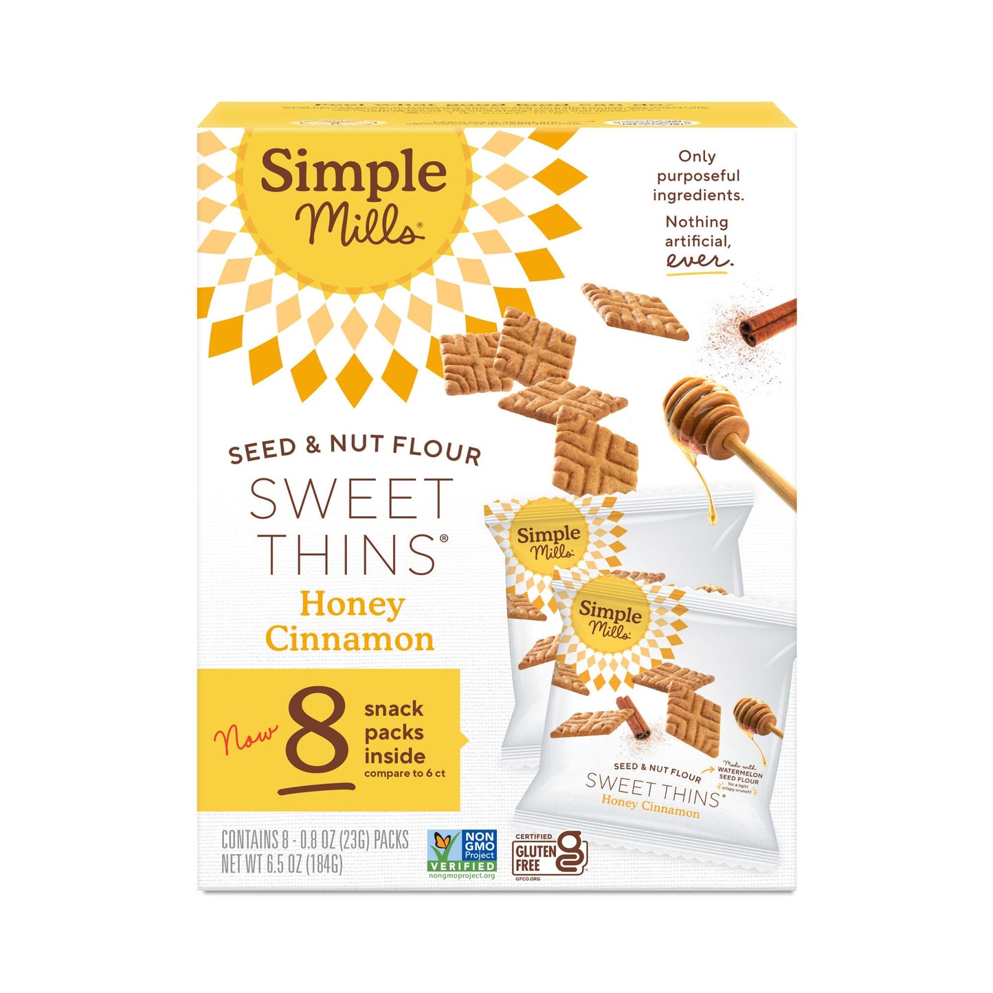 Simple Mills Snack Packs Honey Cinnamon Seed & Nut Flour Sweet Thins, Paleo Friendly & Delicious Sweet Thin Cookies, Good for Snacks, Nutrient Dense
