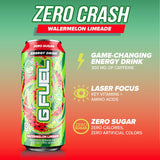 G Fuel Energy Drink, Watermelon, Sugar Free Beverage with 300mg Caffeine, Daily Energy Boost with Focus Amino, Vitamin + Antioxidants, 16 oz Cans