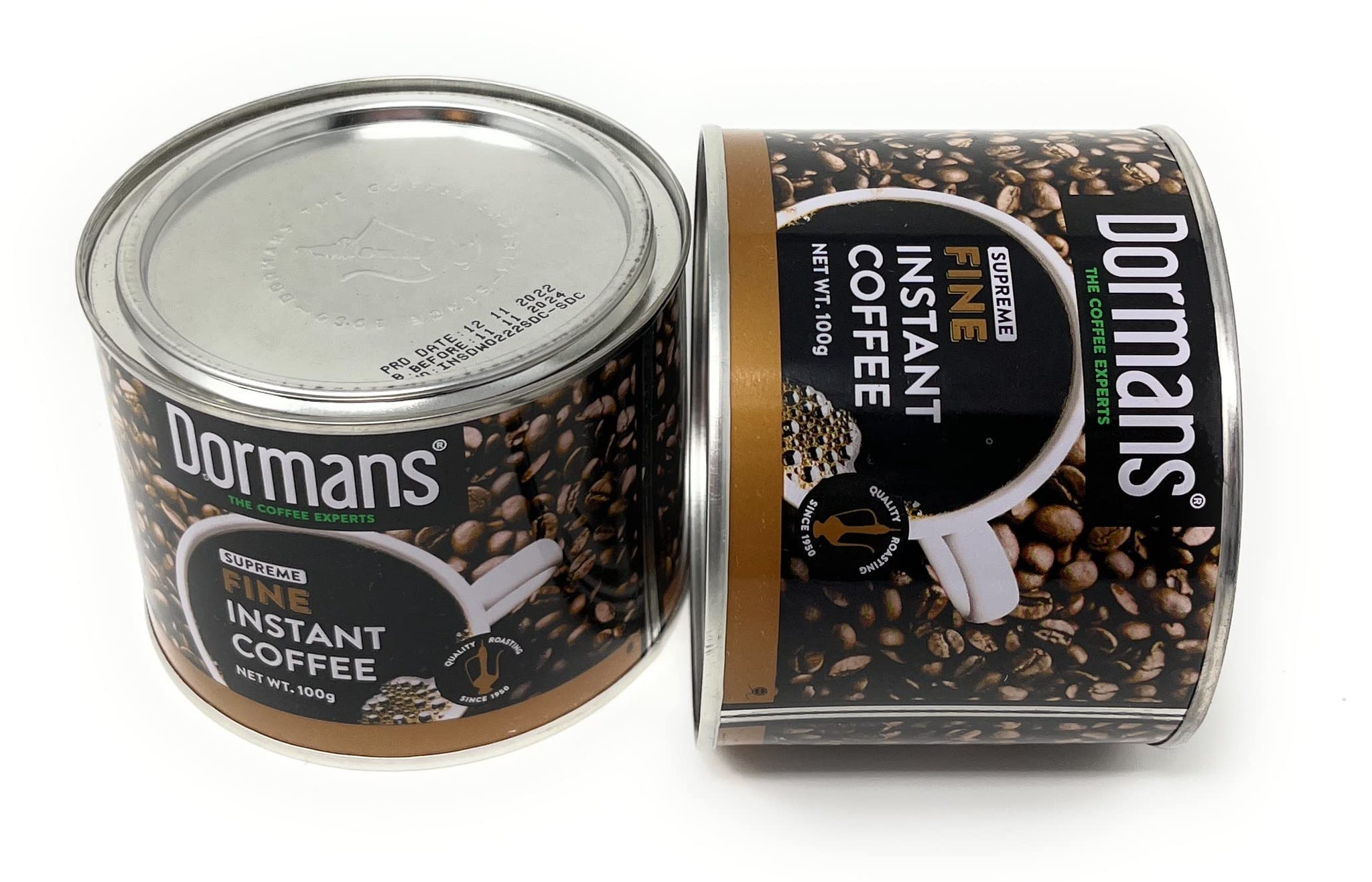 Fine Supreme Instant Coffee, Dormans The Coffee Experts, Two Cans, Each 100g (3.52 oz)