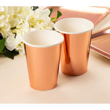 Juvale Rose Gold Foil Paper Cups - Party Supplies for Weddings & Baby Showers - 12 oz Disposable & Compostable Cups - Pack of 36