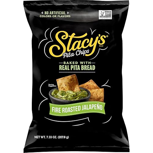 Stacy’s Pita Chips, Fire Roasted Jalapeno, No Artificial Colors or Flavors, 7.33 oz Bag