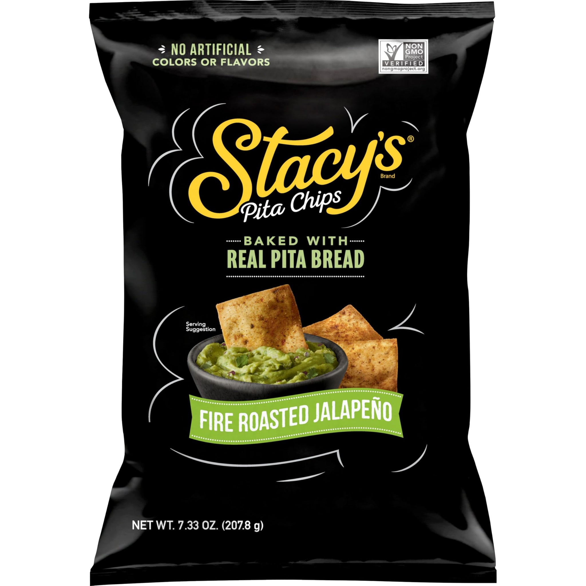 Stacy’s Pita Chips, Fire Roasted Jalapeno, No Artificial Colors or Flavors, 7.33 oz Bag
