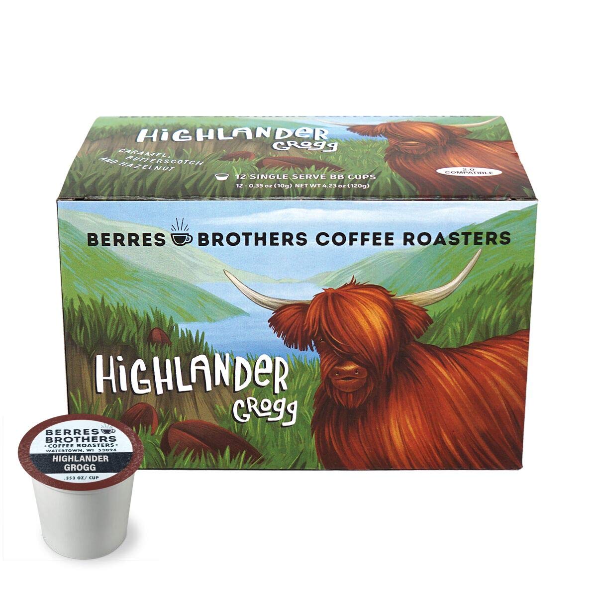 Berres Brothers Highlander Grogg Flavored Coffee - 72 LOOSE Count Single Serve Pods for Keurig K-Cup Makers - Medium Roast, Caffeinated