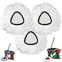Mop Head Replacement, 3 Pack Spin Mop Refill Replace Head Compatible with O Cedar Easywring 1-Tank System, Great Cleaning Power, Microfiber, Helper