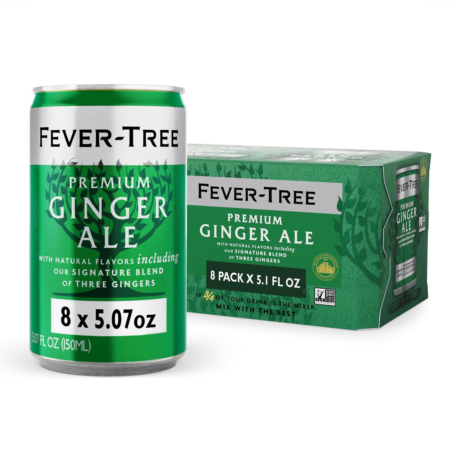 Fever-Tree Ginger Ale - Premium Mixer for Cocktails and Mocktails, 5.1 fl oz Cans, Pack of 8 - Naturally Sourced, Non-GMO