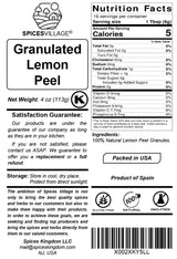 SPICES VILLAGE Lemon Peel Zest, Dried Lemon Peel Granules, Lemon Zest Seasoning for Baking, (4 Oz), Citrus Fruit Seasoning for Cooking & Herb Tea