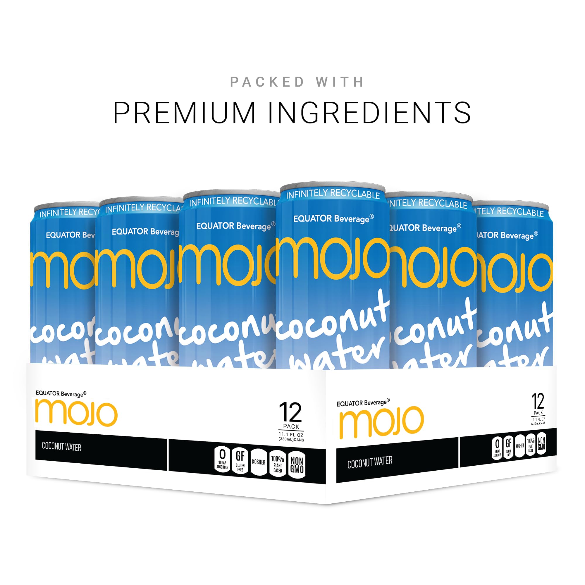 MOJO Coconut Water | Hydration Drink & Sports Drink | Electrolytes | Vitamin B & C | Hydration Drink for Skin & Body | 11.1 Oz (Pack Of 24)