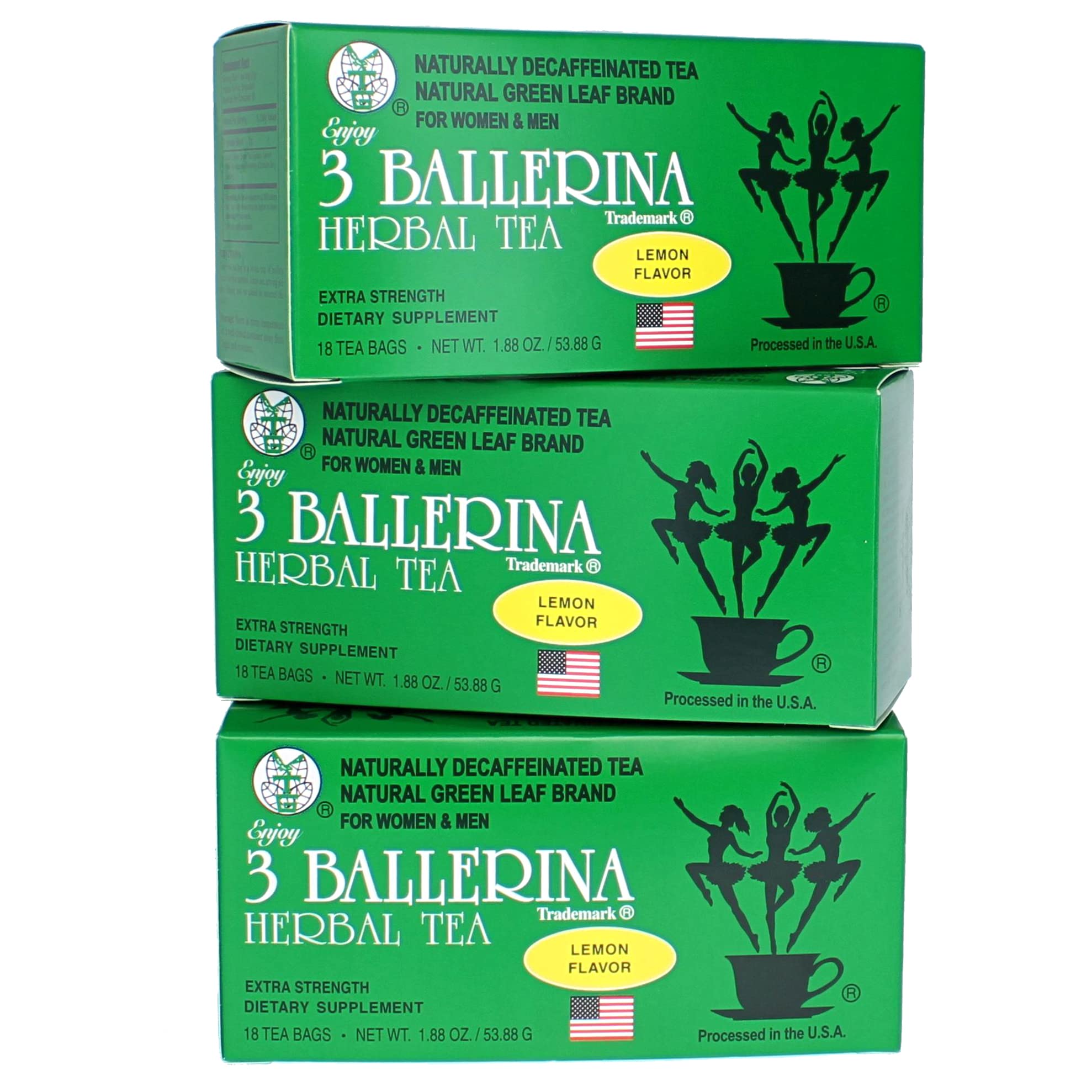 3 BALLERINA TEA DIETERS DRINK EXTRA STRENGH LEMON FLAVOR (3 boxes, 18 tea bags , 1.88 oz ?