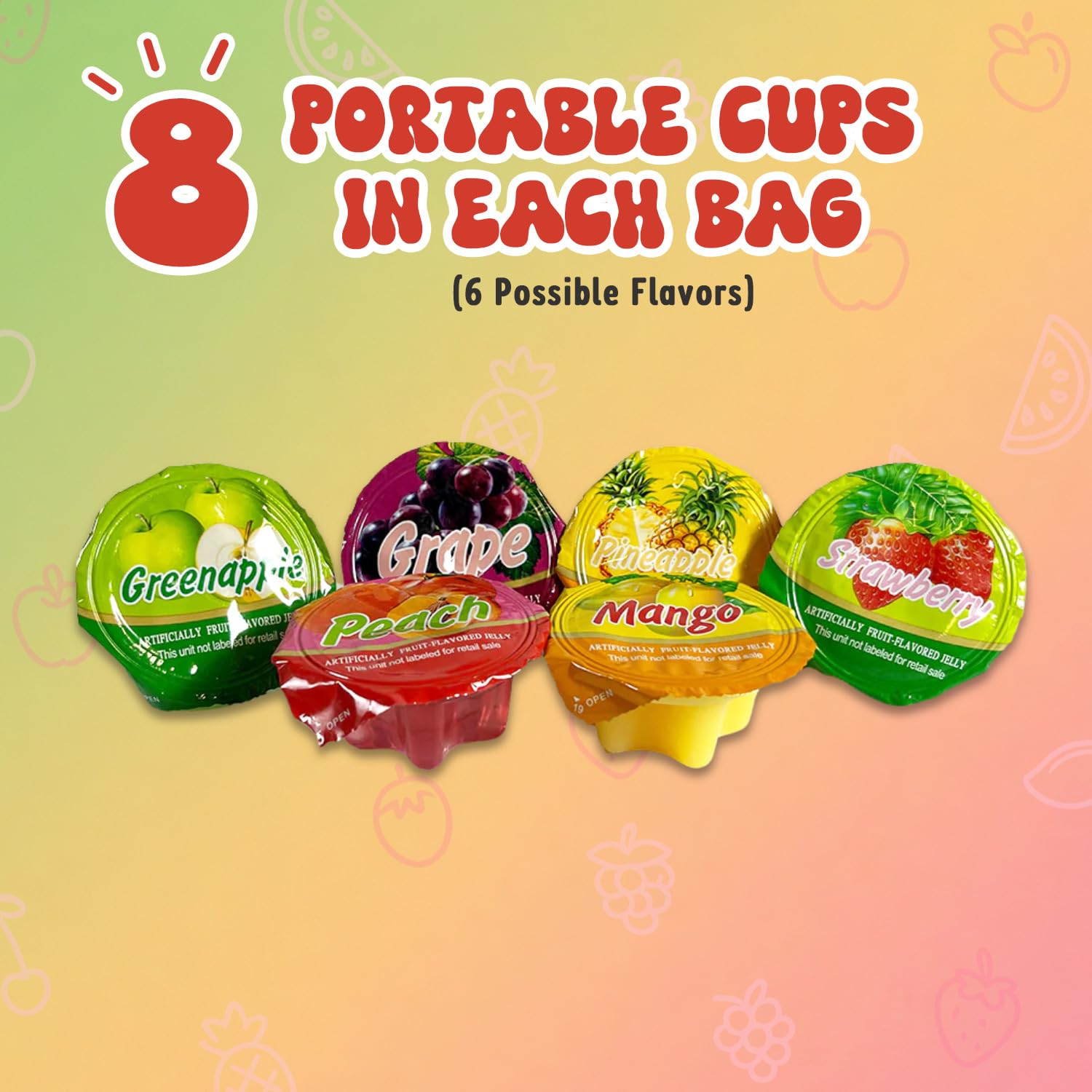 Josh Bosh Juicy Chew Assorted Fruit Jellies 3-Pack - Various Fruity Flavors, 8 Individual Cups per 9.87 Oz Bag
