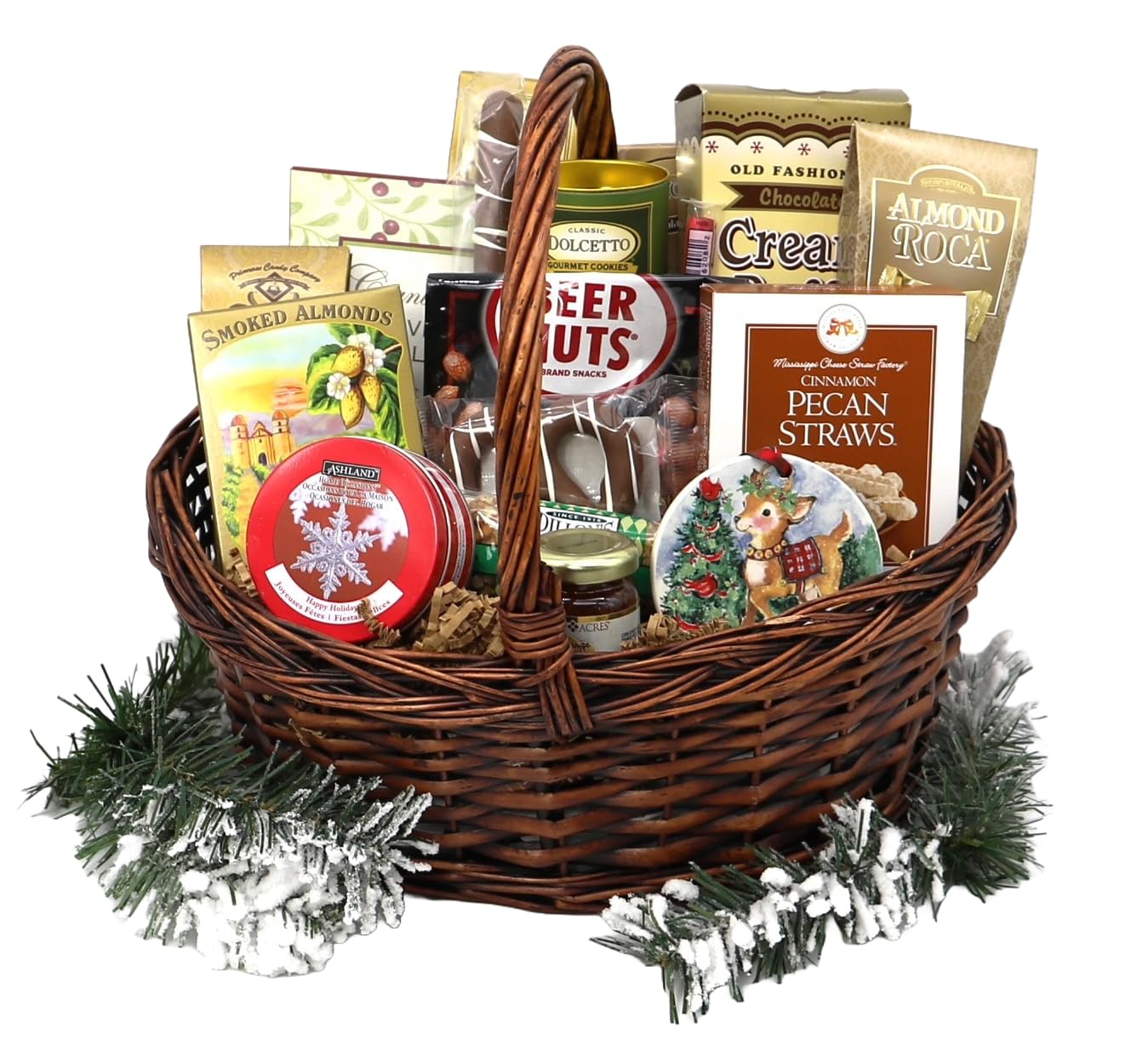 Gift Basket Village: Bountiful Holiday Harvest - Gourmet Nuts, Sweets, Jam, Candle & Ornament Set