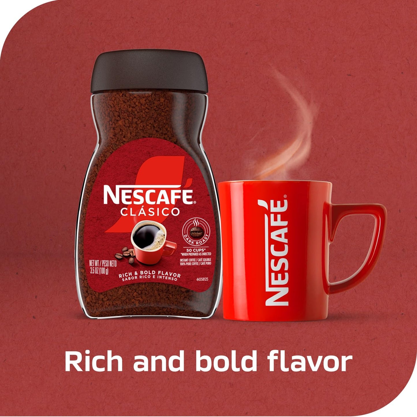 Nescafe, Clasico Instant Coffee, Dark Roast Coffee, 1 Jar, 7 Ounce