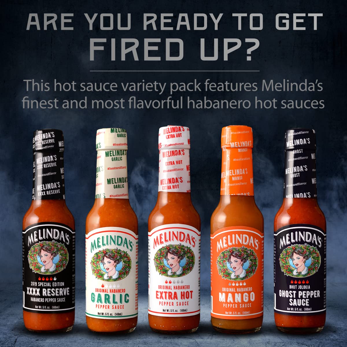 Melinda’s Hot Sauce Variety Pack - Extra Spicy Gourmet Hot Sauce Gift Set with Variety of Heat Levels - Includes XXXXtra Reserve, Garlic Habanero