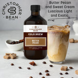 Christopher Bean Hand Crafted Butter Pecan Flavored Coffee - Certified Kosher - Unsweetened Cold Brew & Iced Instant Coffee Distillate Liquid Java
