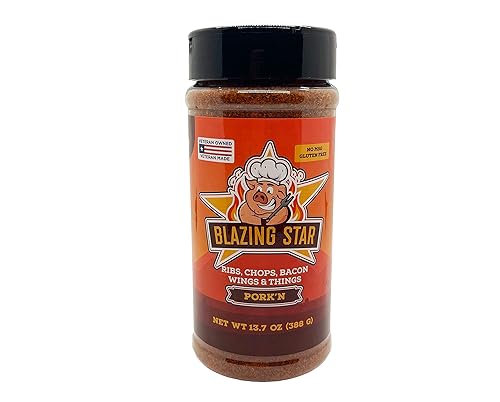 Blazing Star Pork’n Rub - Bold BBQ Seasoning for Ribs, Chops, Bacon, Wings, and Things - Perfect BBQ Rub for Grilling, Smoking, and Barbecue - Veteran