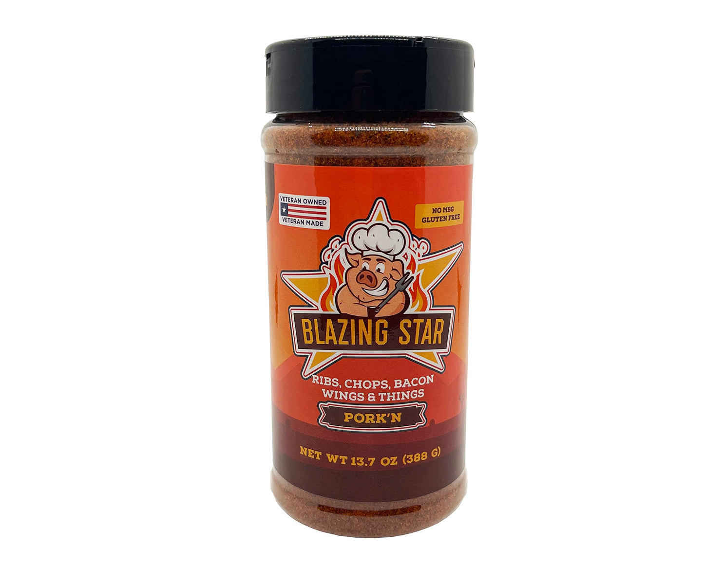 Blazing Star Pork’n Rub - Bold BBQ Seasoning for Ribs, Chops, Bacon, Wings, and Things - Perfect BBQ Rub for Grilling, Smoking, and Barbecue - Veteran