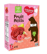 Bear Valentines Day Strawberry & Raspberry Fruit Rolls Variety Pack, 12 Pack (2 Rolls Per Pack) - Gluten Free, Vegan, and Non-GMO - Healthy School